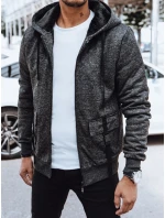 Pánská teplá mikina na zip tmavě šedá FashionStreet BX5607