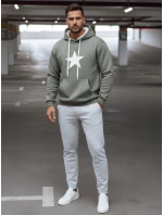 Pánská khaki mikina s kapucí FashionStreet BX5928 Pánská khaki mikina s kapucí FashionStreet BX5928