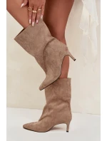 Dámské kotníkové boty na jehlovém podpatku Solvienne – béžové