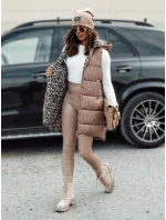 Dámská přechodná prošívaná vesta ELEGANCIO s kapucí oboustranná velbloudí FashionStreet TY4656
