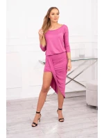 Asymetrické šaty, 3/4 rukávy, růžové Asymetrické šaty, 3/4 rukávy, růžové