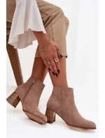 Dámské kotníkové boty na podpatku Eko semiš Béžové Marilou