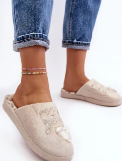 Béžové dámské lesklé pantofle Geraja