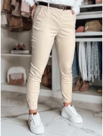 Dámské kalhoty slim fit s páskem LINESKA light beige FashionStreet UY2573