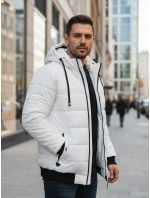 Pánská prošívaná zimní bunda s kapucí bílá FashionStreet TX5096