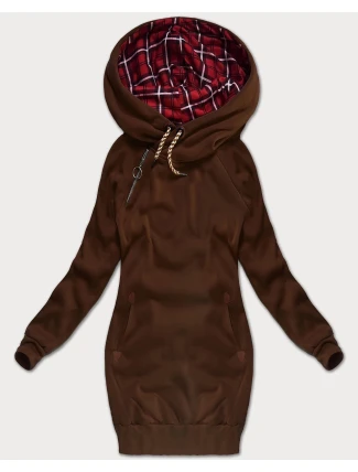 Hnědá dlouhá dámská mikina (AMG-738/1)