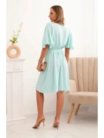 Šaty s překládaným výstřihem mátová