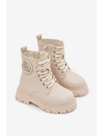 Dívčí kotníkové boty s ouškem s kožešinou LOVE béžové Rosaira