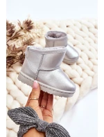 Teplé dětské sněhové boty s kožešinou stříbrné Scooby Teplé dětské sněhové boty s kožešinou stříbrné Scooby