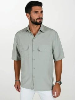 Pánské šedé tričko s krátkým rukávem FashionStreet KX1081