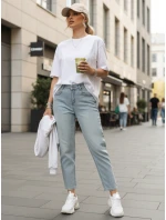 FashionStreet světle modré dámské kalhoty mom fi UY2858 FashionStreet světle modré dámské kalhoty mom fi UY2858