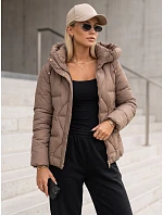 Dámská zimní prošívaná bunda s kapucí, béžová, FashionStreet TY5941