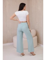 Viskózové kalhoty se širokými nohavicemi tmavá máta Viskózové kalhoty se širokými nohavicemi tmavá máta