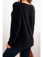 Dámský svetr z měkké pleteniny s kulatým výstřihem černý Dámský svetr z měkké pleteniny s kulatým výstřihem černý