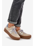 Zazoo N1068S4 Dámské semišové sneakersy na platformě béžové