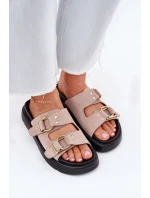 Dámské Sametové Sandały S Dekorativními Přezkami Big Star RR274659 Světle Růžové