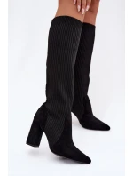 Dámské kozačky na podpatku Černé Yserine