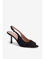 Dámské sandály na podpatku Eko semiš Černé Sevina