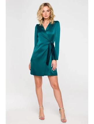 Dámské zavinovací šaty  K156 Tmavě smaragd zelené - Makover
