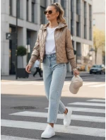 Dámská přechodná prošívaná bunda s kapucí FashionStreet camel TY5561