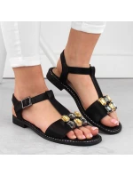 Zirkonové pohodlné sandály S.Barski W OLI261A černá Zirkonové pohodlné sandály S.Barski W OLI261A černá
