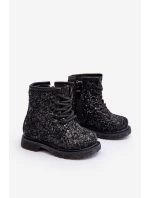 Dětské Brokatové Botky Oceněné Se Zipem Černé Saussa