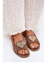 Dámské Sandály S Ozdobným Srdcem Tmavě Béžové S.Barski KV27-018