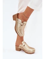 Dámské sandály na podpatku se sponou zlaté Veldexina Dámské sandály na podpatku se sponou zlaté Veldexina