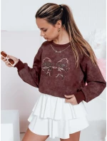 Dámská krátká oversize mikina s kravatovým motivem DENVIS vínová FashionStreet BY1423 Dámská krátká oversize mikina s kravatovým motivem DENVIS vínová FashionStreet BY1423