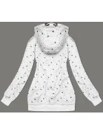 Světle šedá dámská mikina s kapucí a se vzorem hvězdiček (2305)