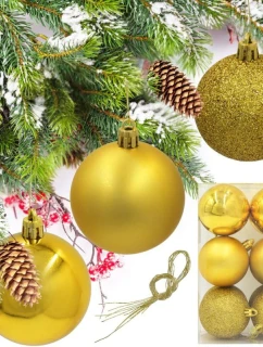 DEKORATIVNÍ PLASTOVÉ CETKY BEZPEČNÉ 12KS 60MM ZLATÉ