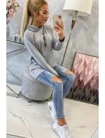 Tunika na zip s kapucí Oversize šedá Tunika na zip s kapucí Oversize šedá