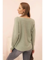 Svetr dámský z viskózy s výstřihem do V světle khaki Svetr dámský z viskózy s výstřihem do V světle khaki