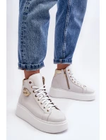 Dámské vysoké tenisky na zip Lemar bílé Katerin