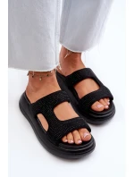 Ozdobené dámské sandály na platformě černé Jestella