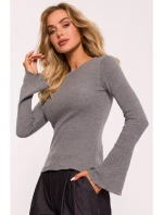 M806 Žebrovaný top s dlouhými rukávy - šedý melír M806 Žebrovaný top s dlouhými rukávy - šedý melír
