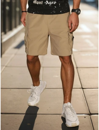 Pánské látkové bojové šortky khaki FashionStreet SX2505 Pánské látkové bojové šortky khaki FashionStreet SX2505