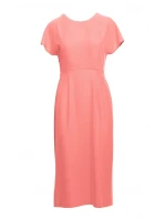 S398 Tužkové šaty s rozparkem na boku - oranžové