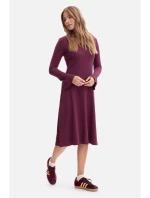 B308 Midi šaty z žebrového úpletu - švestka
