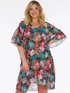 Dámské pareo 15 D83T- 43  černé skvěty - Self