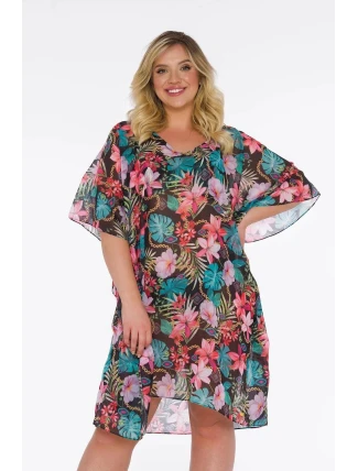 Dámské pareo 15 D83T- 43  černé skvěty - Self