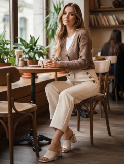 Dámský svetr CHICLINE béžový FashionStreet MY2419