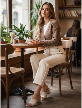 Dámský svetr CHICLINE béžový FashionStreet MY2419