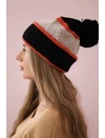 Dámská čepice Kinga K297 černá+tmavě růžová+béžová Dámská čepice Kinga K297 černá+tmavě růžová+béžová