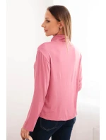 Dámská viskózová halenka s rolákem a dlouhým rukávem tmavě růžová