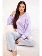 Dámská viskózová mikina s dlouhým rukávem v drobných květinách fialová