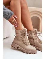 Zateplené botky traperky na zip z eko kůže béžové Willatta