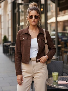 FashionStreet dámská semišová krátká hnědá bunda TY5661