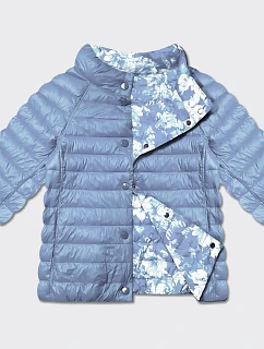 Oboustranná dámská bunda plus size s 3/4 rukávy Minority světle modrá/květiny (M23-7010-50)