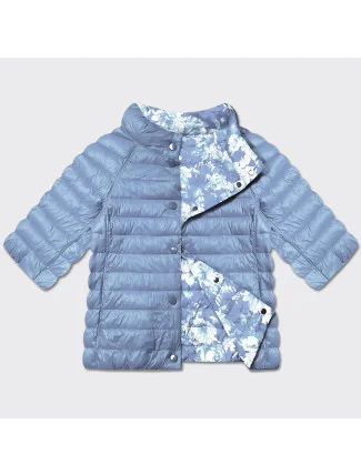 Světle modrá/květovaná oboustranná dámská plus size bunda se 3/4 rukávy Minority (M23-7010-50)